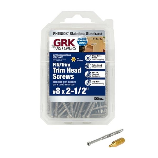 Grk Fasteners 5021011 No.8 x 2.5 in. Star Trim Head Construction Screws - Pack of 100 5021011 - main